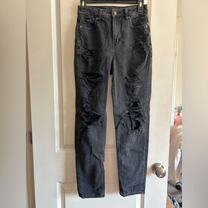 American Eagle ripped straight jeans